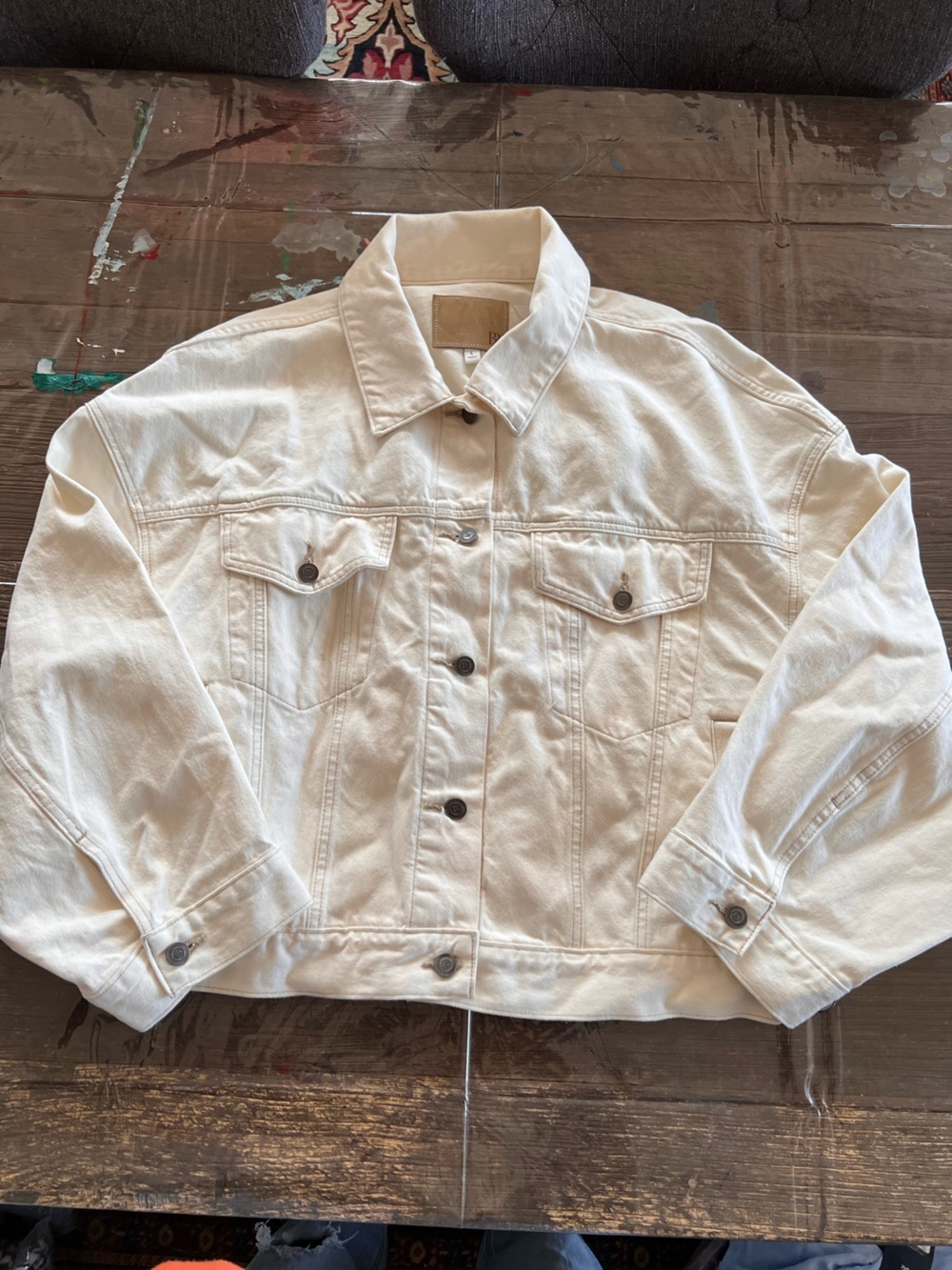 Banana Republic Cream denim button down jacket